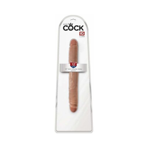 King Cock 12 In. Slim Double Dildo Realistic Tan