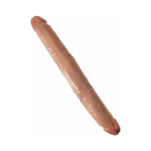 King Cock 12 In. Slim Double Dildo Realistic Tan - Image 2