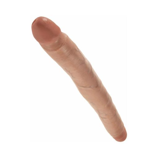 King Cock 12 In. Slim Double Dildo Realistic Tan - Image 3