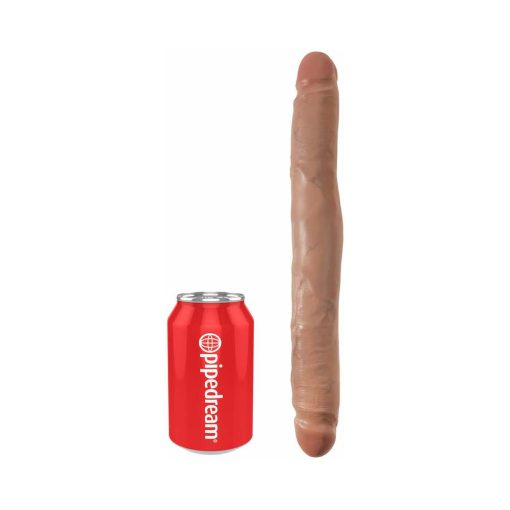 King Cock 12 In. Slim Double Dildo Realistic Tan - Image 4
