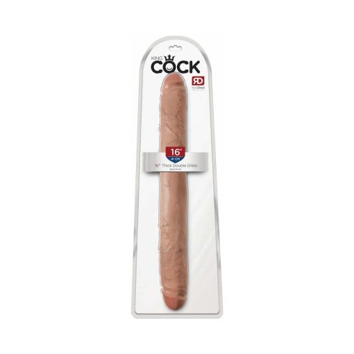 King Cock 16 In. Thick Double Dildo Realistic Tan
