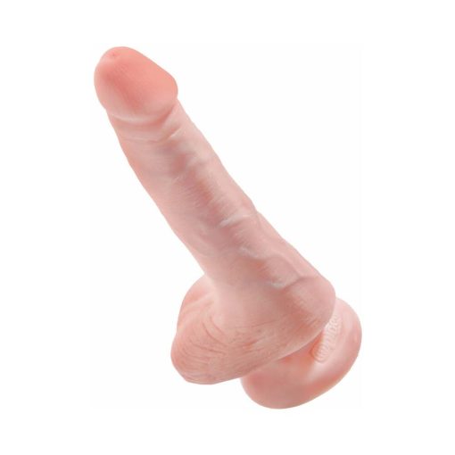 King Cock 6 In. Cock With Balls Realistic Suction Cup Dildo Beige - Image 3