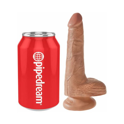 King Cock 6 In. Cock With Balls Realistic Suction Cup Dildo Tan - Image 5