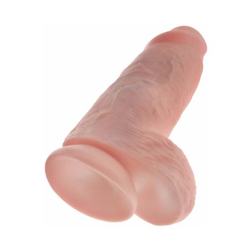 King Cock Chubby 9 In. Cock With Balls Realistic Suction Cup Dildo Beige - Image 4