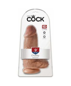 King Cock Chubby 9 In. Cock With Balls Realistic Suction Cup Dildo Tan