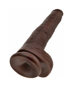 King Cock 14 In. Cock With Balls Realistic Suction Cup Dildo Brown