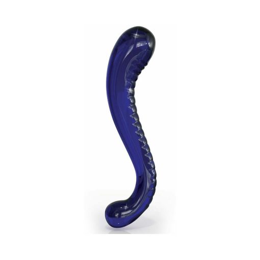 Icicles No. 70 Curved Dual-Ended Glass Dildo Blue - Image 2
