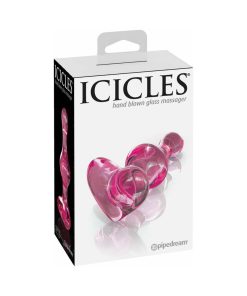Icicles No. 75 Beaded Glass Massager With Heart-Shaped Base Pink