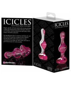 Icicles No. 75 Beaded Glass Massager With Heart-Shaped Base Pink