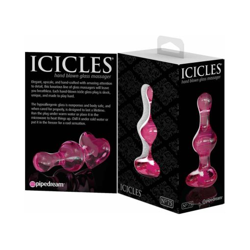 Icicles No. 75 Beaded Glass Massager With Heart-Shaped Base Pink - Image 6
