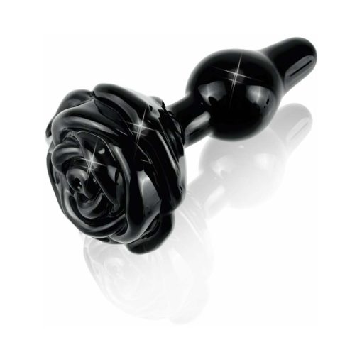 Icicles No. 77 Glass Anal Plug With Rose Base Black - Image 2