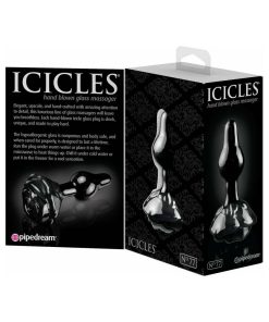 Icicles No. 77 Glass Anal Plug With Rose Base Black