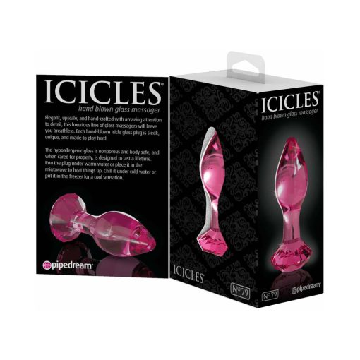 Icicles No. 79 Glass Anal Plug With Faceted Base Pink - Image 3
