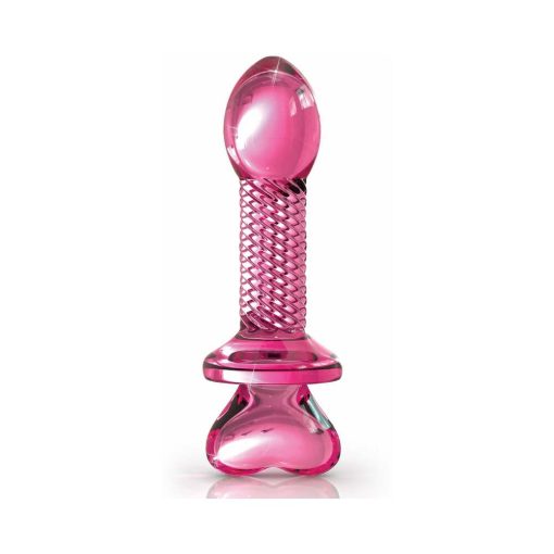 Icicles No. 82 Glass Juicer Textured Dildo With Heart-Shaped Base Pink - Image 2