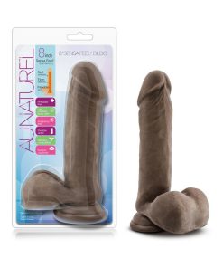 Au Naturel 8 In. Posable Dual Density Dildo With Balls Brown