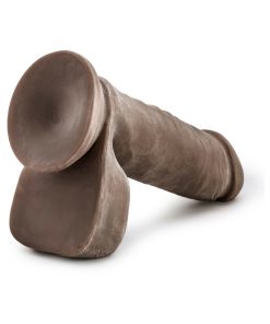 Au Naturel 8 In. Posable Dual Density Dildo With Balls Brown