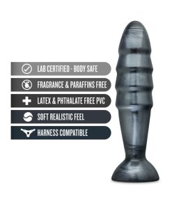 Jet Destructor 10.75 In. Anal Plug Carbon Metallic Black
