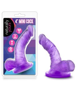 Naturally Yours 4 In. Mini Cock Realistic Dildo With Balls Purple