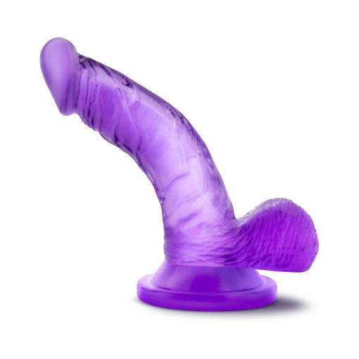 Naturally Yours 4 In. Mini Cock Realistic Dildo With Balls Purple - Image 3