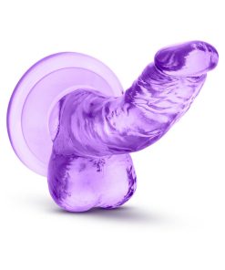 Naturally Yours 4 In. Mini Cock Realistic Dildo With Balls Purple
