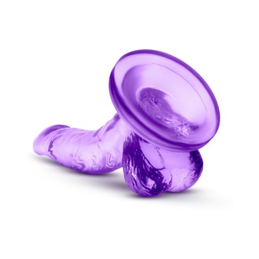 Naturally Yours 4 In. Mini Cock Realistic Dildo With Balls Purple - Image 5
