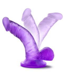 Naturally Yours 4 In. Mini Cock Realistic Dildo With Balls Purple