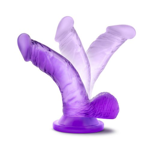 Naturally Yours 4 In. Mini Cock Realistic Dildo With Balls Purple - Image 7