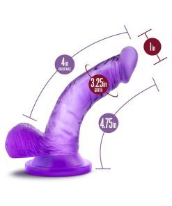 Naturally Yours 4 In. Mini Cock Realistic Dildo With Balls Purple
