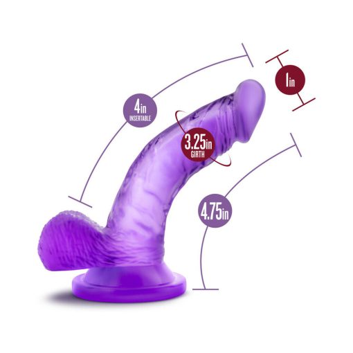 Naturally Yours 4 In. Mini Cock Realistic Dildo With Balls Purple - Image 8