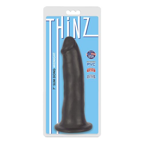 Curve Toys Thinz 7 In. Slim Dildo With Suction Cup Midnight