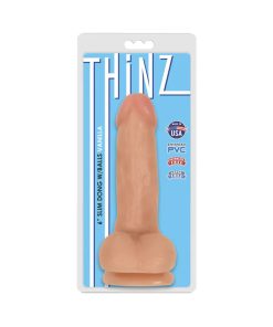 Curve Toys Thinz 6 In. Slim Dildo With Balls & Suction Cup Beige