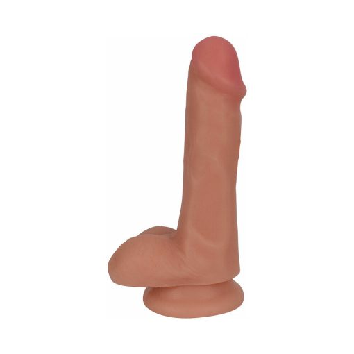 Curve Toys Thinz 6 In. Slim Dildo With Balls & Suction Cup Beige - Image 2