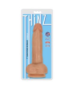 Curve Toys Thinz 7 In. Slim Dildo With Balls & Suction Cup Beige