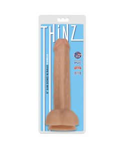 Curve Toys Thinz 8 In. Slim Dildo With Balls & Suction Cup Beige