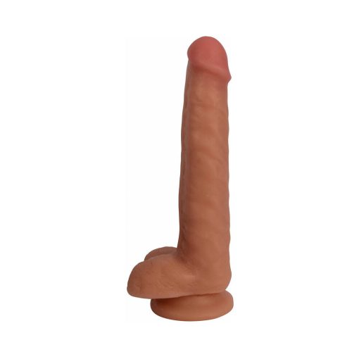 Curve Toys Thinz 8 In. Slim Dildo With Balls & Suction Cup Beige - Image 2