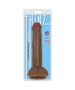 Curve Toys Thinz 8 In. Slim Dildo With Balls & Suction Cup Brown