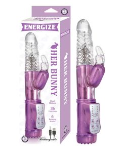 Energize Her Bunny 1 36 Function 6 Rotating Modes Dual Motor Usb Rechargeable Purple