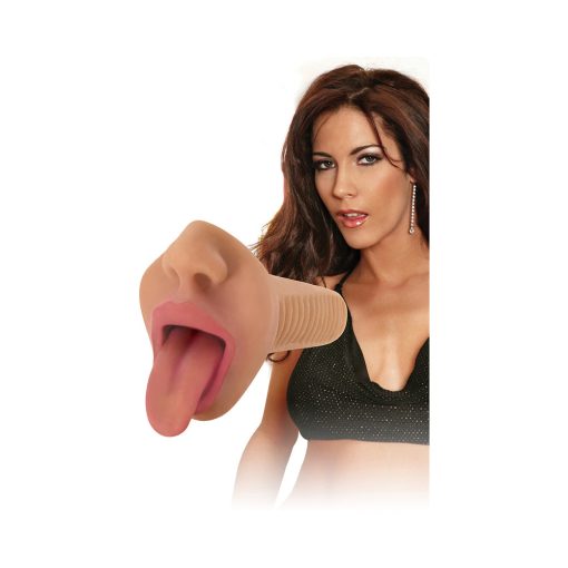 Curve Toys Mistress Perfect Suck Selene Vibrating Deep Throat Mouth Stroker Tan - Image 4