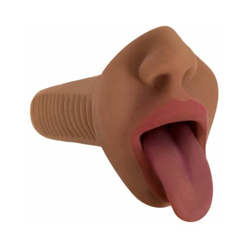 Curve Toys Mistress Perfect Suck Mercedes Vibrating Deep Throat Mouth Stroker Brown - Image 2