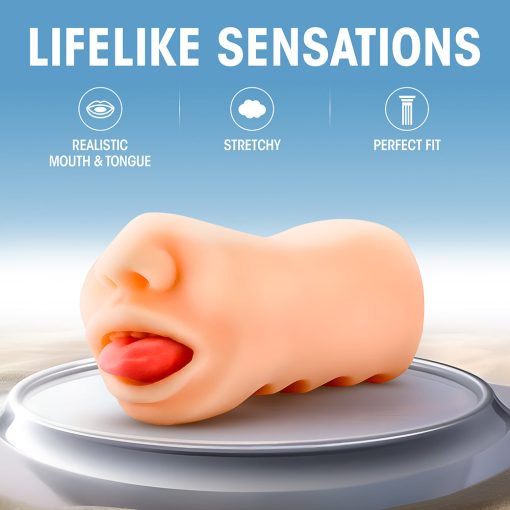 X5 Men Oral Anne Mouth Stroker Beige - Image 10