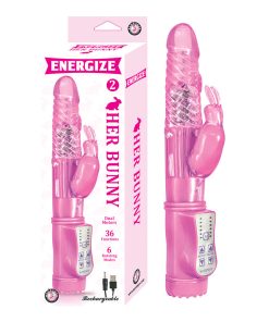 Energize Her Bunny 2 Rechargeable Dual Motors 36 Function 6 Rotation Modes Waterproof  Pink