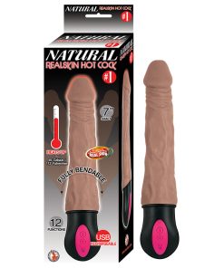 Natural Realskin Hot Cock #1 Fully Bendable 12 Function Usb Cord Included Waterproof Brown