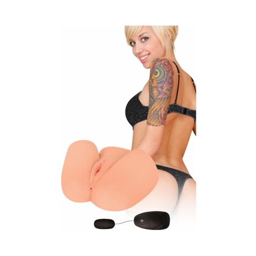 Curve Toys Mistress Perfect Fuck Zoe Jackhammer Vibrating Dual Entry Masturbator Beige - Image 3