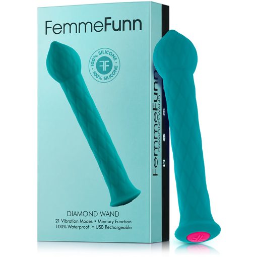 Femmefunn Diamond Wand Rechargeable Flexible Textured Silicone Vibrator Turquoise
