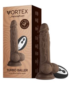 Femmefunn Vortex Turbo Baller 2.0 8.25 In. Vibrating Rotating Dildo Brown
