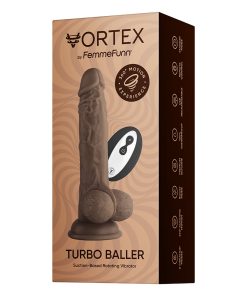 Femmefunn Vortex Turbo Baller 2.0 8.25 In. Vibrating Rotating Dildo Brown