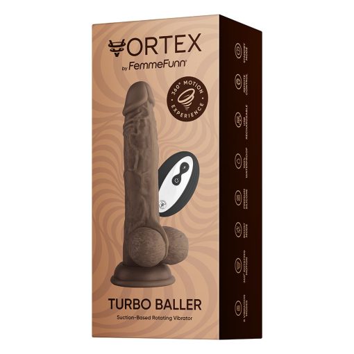Femmefunn Vortex Turbo Baller 2.0 8.25 In. Vibrating Rotating Dildo Brown - Image 9