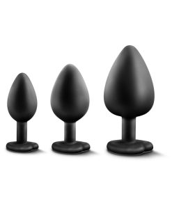 Luxe 3-Piece Bling Plug Training Kit With Rainbow Gem Base Black