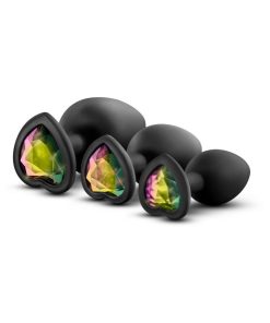 Luxe 3-Piece Bling Plug Training Kit With Rainbow Gem Base Black