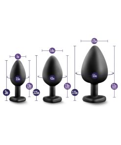 Luxe 3-Piece Bling Plug Training Kit With Rainbow Gem Base Black